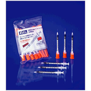 SYRINGE INSULIN W/NEEDLE 30GX5/16" 5/100